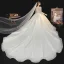 Meilleur Ivoire La Mariée Robe De Mariée 2020 Robe Boule V-Cou Manches Longues Dos Nu Paillettes Perlage Cathedral Train Volants