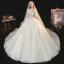 Meilleur Ivoire La Mariée Robe De Mariée 2020 Robe Boule V-Cou Manches Longues Dos Nu Paillettes Perlage Cathedral Train Volants