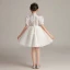 Victorian Style White Birthday Flower Girl Dresses 2020 Ball Gown High Neck Puffy Short Sleeve Glitter Tulle Short Ruffle