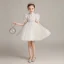 Victorian Style White Birthday Flower Girl Dresses 2020 Ball Gown High Neck Puffy Short Sleeve Glitter Tulle Short Ruffle