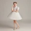 Victorian Style White Birthday Flower Girl Dresses 2020 Ball Gown High Neck Puffy Short Sleeve Glitter Tulle Short Ruffle