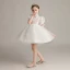 Victorian Style White Birthday Flower Girl Dresses 2020 Ball Gown High Neck Puffy Short Sleeve Glitter Tulle Short Ruffle
