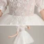 Victorian Style White Birthday Flower Girl Dresses 2020 Ball Gown High Neck Puffy Short Sleeve Glitter Tulle Short Ruffle