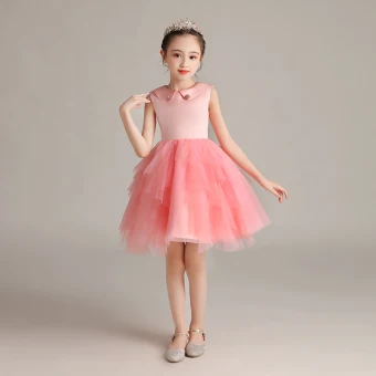 Chic Belle Watermelon Rouge Anniversaire Robe Ceremonie Fille 2020 Robe Boule Encolure Dégagée Sans Manches Courte Volants