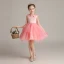 Chic / Beautiful Watermelon Birthday Flower Girl Dresses 2020 Ball Gown Scoop Neck Sleeveless Short Ruffle