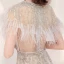 Luxe Doré Transparentes Robe De Soirée 2020 Trompette / Sirène Encolure Dégagée Manches Courtes Perlage Plumes Fendue devant Train De Balayage Robe De Ceremonie