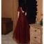 Vintage / Retro Burgundy Dancing Prom Dresses 2020 A-Line / Princess High Neck Puffy Short Sleeve Sequins Beading Floor-Length / Long Ruffle Backless Formal Dresses