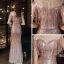 Sparkly Rose Gold Evening Dresses  2020 Trumpet / Mermaid See-through Scoop Neck Sleeveless Sequins Tassel Split Front Floor-Length / Long Formal Dresses