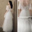 Erschwinglich Ivory / Creme Strand Brautkleider / Hochzeitskleider 2020 A Linie Durchsichtige Rundhalsausschnitt Kurze Ärmel Rückenfreies Star Applikationen Spitze Lange Rüschen