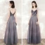 Charmant Violet Robe De Soirée 2020 Princesse Bretelles Spaghetti Sans Manches Appliques En Dentelle Perlage Glitter Tulle Longue Volants Dos Nu Robe De Ceremonie