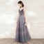 Charmant Violet Robe De Soirée 2020 Princesse Bretelles Spaghetti Sans Manches Appliques En Dentelle Perlage Glitter Tulle Longue Volants Dos Nu Robe De Ceremonie