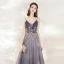 Charmant Violet Robe De Soirée 2020 Princesse Bretelles Spaghetti Sans Manches Appliques En Dentelle Perlage Glitter Tulle Longue Volants Dos Nu Robe De Ceremonie