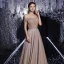 Haut de Gamme Marron Robe De Soirée 2020 Princesse De l'épaule Manches Courtes Paillettes Perlage Ceinture Glitter Polyester Longue Volants Dos Nu Robe De Ceremonie