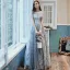 Chic / Belle Bleu Ciel Transparentes Robe De Bal 2020 Princesse Col Haut Manches Courtes Paillettes Longue Volants Robe De Ceremonie