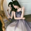 Elegant Purple Gradient-Color Champagne Dancing Prom Dresses 2020 A-Line / Princess Spaghetti Straps Sleeveless Glitter Tulle Beading Floor-Length / Long Ruffle Backless