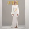 Style Chinois Robe De Soirée 2020 Trompette / Sirène Encolure Dégagée Manches Longues Appliques En Dentelle Fendue devant Longue Robe De Ceremonie