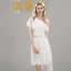 Chic / Belle Chiffon de retour Robe De Graduation 2020 Une épaule Manches Courtes Ceinture Asymétrique Volants Robe De Ceremonie