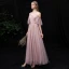 Affordable Blushing Pink Bridesmaid Dresses 2020 A-Line / Princess Spaghetti Straps Short Sleeve Backless Floor-Length / Long Ruffle