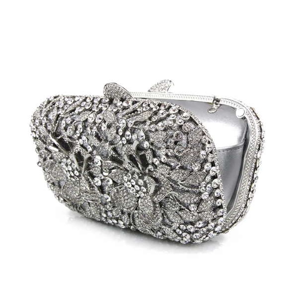 Amazing / Unique Silver Clutch Bags Beading Pierced Rhinestone Metal Evening Party Accessories 2019
