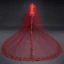 Luxury / Gorgeous Red 2017 Tulle Lace Wedding Appliques Embroidered Wedding Veils