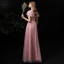 Abordable Rougissant Rose Robe Demoiselle D'honneur 2020 Princesse V-Cou Manches Courtes Dos Nu Ceinture Longue Volants