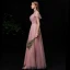Abordable Rougissant Rose Robe Demoiselle D'honneur 2020 Princesse V-Cou Manches Courtes Dos Nu Ceinture Longue Volants