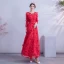 Flower Fairy Red Prom Dresses 2020 A-Line / Princess Scoop Neck 3/4 Sleeve Appliques Lace Beading Sequins Floor-Length / Long Ruffle Backless Formal Dresses