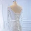 High End Weiß Durchsichtige Hochzeits Brautkleider / Hochzeitskleider 2020 Meerjungfrau Rundhalsausschnitt Lange Ärmel Rückenfreies Stoffgürtel Applikationen Spitze Perlenstickerei Glanz Tülle
