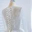 Luxe Blanche Transparentes La Mariée Robe De Mariée 2020 Robe Boule Encolure Dégagée Manches Longues Dos Nu Appliques Fleur Fait main Perlage Train De Balayage Volants