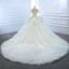 Luxury / Gorgeous White Bridal Wedding Dresses 2020 Ball Gown Off-The-Shoulder Short Sleeve Backless Appliques Lace Sequins Beading Glitter Tulle Cathedral Train