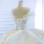 Luxury / Gorgeous White Bridal Wedding Dresses 2020 Ball Gown Off-The-Shoulder Short Sleeve Backless Appliques Lace Sequins Beading Glitter Tulle Cathedral Train