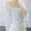 Luxe Blanche La Mariée Robe De Mariée 2020 Robe Boule Transparentes Encolure Dégagée Manches Longues Dos Nu Appliques En Dentelle Fait main Perlage Détachable Chapel Train