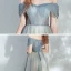 Elegant Ocean Blue Champagne Dancing Prom Dresses 2020 A-Line / Princess Off-The-Shoulder Short Sleeve Beading Glitter Tulle Floor-Length / Long Ruffle Backless Formal Dresses