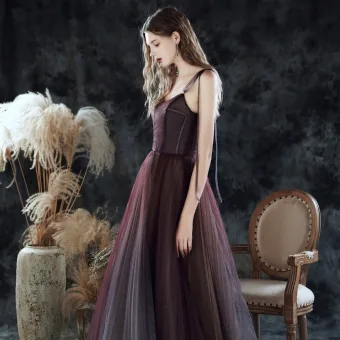 Haut De Gamme Violet Dansant Robe De Bal 2020 Princesse Bretelles Spaghetti Sans Manches Glitter Tulle Longue Volants Dos Nu Robe De Ceremonie