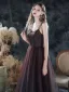 High End Violett Tanzen Ballkleider 2020 A Linie Spaghettiträger Ärmellos Glanz Tülle Lange Rüschen Rückenfreies Festliche Kleider