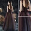 High End Violett Tanzen Ballkleider 2020 A Linie Spaghettiträger Ärmellos Glanz Tülle Lange Rüschen Rückenfreies Festliche Kleider