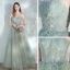 Elegant Salvie Grønn Ballkjoler 2020 Prinsesse Kjæreste Uten Ermer Beading Glitter Tyll Lange Buste Ryggløse Formelle Kjoler