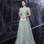 Haut de Gamme Argenté Transparentes Dansant Robe De Bal 2020 Princesse Col Haut Gonflée Manches Courtes Paillettes Perlage Faux Diamant Longue Volants Dos Nu Robe De Ceremonie