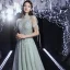 Haut de Gamme Argenté Transparentes Dansant Robe De Bal 2020 Princesse Col Haut Gonflée Manches Courtes Paillettes Perlage Faux Diamant Longue Volants Dos Nu Robe De Ceremonie