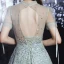 Haut de Gamme Argenté Transparentes Dansant Robe De Bal 2020 Princesse Col Haut Gonflée Manches Courtes Paillettes Perlage Faux Diamant Longue Volants Dos Nu Robe De Ceremonie