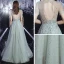 Haut de Gamme Argenté Transparentes Dansant Robe De Bal 2020 Princesse Col Haut Gonflée Manches Courtes Paillettes Perlage Faux Diamant Longue Volants Dos Nu Robe De Ceremonie