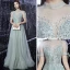 Haut de Gamme Argenté Transparentes Dansant Robe De Bal 2020 Princesse Col Haut Gonflée Manches Courtes Paillettes Perlage Faux Diamant Longue Volants Dos Nu Robe De Ceremonie