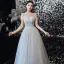 Vintage / Retro Grey Prom Dresses 2020 A-Line / Princess See-through High Neck Sleeveless Beading Floor-Length / Long Ruffle Formal Dresses