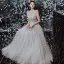 Vintage / Retro Grey Prom Dresses 2020 A-Line / Princess See-through High Neck Sleeveless Beading Floor-Length / Long Ruffle Formal Dresses