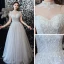 Vintage / Retro Grey Prom Dresses 2020 A-Line / Princess See-through High Neck Sleeveless Beading Floor-Length / Long Ruffle Formal Dresses