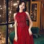 Chic / Belle Rouge Robe De Soirée 2020 Princesse Col Haut Sans Manches Perlage Paillettes Longue Volants Dos Nu Robe De Ceremonie