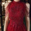 Chic / Belle Rouge Robe De Soirée 2020 Princesse Col Haut Sans Manches Perlage Paillettes Longue Volants Dos Nu Robe De Ceremonie