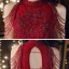 Chic / Belle Rouge Robe De Soirée 2020 Princesse Col Haut Sans Manches Perlage Paillettes Longue Volants Dos Nu Robe De Ceremonie