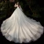 Victorian Style Champagne See-through Bridal Wedding Dresses 2020 Ball Gown Scoop Neck Puffy Long Sleeve Backless Appliques Lace Sequins Beading Glitter Tulle Cathedral Train Ruffle