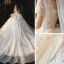 Sparkly Champagne Bridal Wedding Dresses 2020 Ball Gown V-Neck Short Sleeve Backless Appliques Sequins Cathedral Train Ruffle